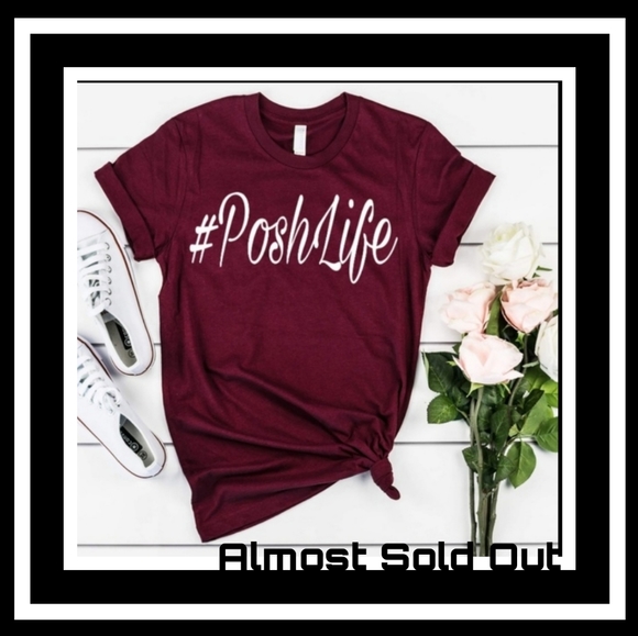 Live Poshers, you need this! #Poshlife Graphic T-Shirt Maroon - Picture 2 of 3